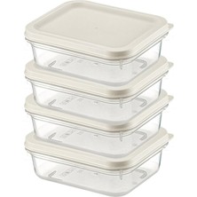MSP Home 4 Adet Buzdolabı Organizeri – Pp Plastik Şeffaf ve Ayarlanabilir Saklama Kabı, Gıdaları Taze Tutan Fresh Box, Çok Amaçlı,mikrodalga ve Bulaşık Makinesi Uyumlu (Beyaz, 500 Ml)