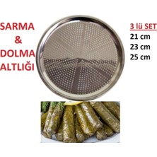 MSP 3 Lü Set Sarma Dolma Altlığı, 21-23-25 cm Ebatlarında 3 Parça, Paslanmaz Krom Süzek
