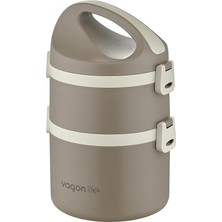 MSP 1800 ml Iki Kat Yuvarlak Paslanmaz Çelik Bento Lunch Box Yeni Nesil Sefer TASI-FFLBOX40130