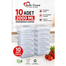 MSP Saklama Kabı 2000 gr 10 Adet Plastik Kapaklı Kase Sızdırmaz Kap Şeffaf Kullan At Kase