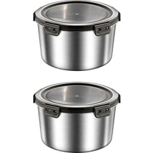 Chavin 2 Adet 304 Çelik 600 ml Yuvarlak Yemek Meyve Et Buzdolabı Beslenme Saklama Kabı MT324-2