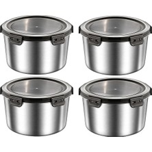 Chavin 4 Adet 304 Çelik 600 ml Yuvarlak Yemek Meyve Et Buzdolabı Beslenme Saklama Kabı MT324-4