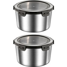Chavin 2 Adet 304 Çelik 1100 ml Yuvarlak Yemek Meyve Et Buzdolabı Beslenme Saklama Kabı MT325-2
