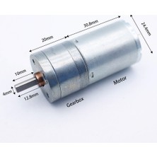 Emay Center JGA25-370 12V 12 Rpm Redüktörlü Dc Motor 25MM Metal Dişli D Şaft 4mm Mil Yüksek Torklu Düşük Devirli Robotik ve Otomasyon Motoru