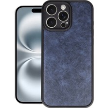 Metemix Newface Iphone 16 Pro Max Kılıf Aras Deri Kapak - Lacivert