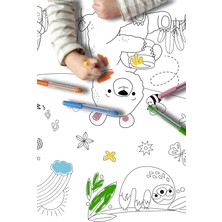 Ticaret Sevimli Dostlar Hayvanlar Alemi Dev Boyama Kağıdı Rulosu, 5 Metre x 45 Cm, Kuşe Kağıdı, Çocuklar Için Eğitici Boyama Aktivitesi