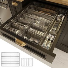 MSP Home 10'lu Modüler Set Kaşıklık Çekmece Içi Düzenleyici Çatal Kaşık Bıçak Düzenleme Organizeri Antrasit