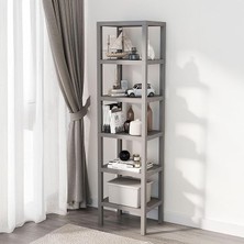 6 Katlı Köşe Rafı | Banyo, Mutfak ve Kiler Için Yer Tasarruflu Organizer | Çok Amaçlı Plastik Raf | 3 Farklı Renk Seçeneği (38X29X152 Cm) Dikey ve Yatay Kullanım (Gri)