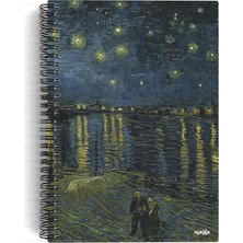 Van Gogh/starry Night Over The RHONE,1888 | Spiralli Defter 24 | A5 | Çizgili | 100 Syf |okul (Düz)