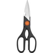 Amaçlı Mutfak Makası, Paslanmaz Çelik Bıçak, Ergonomik Tasarım, Siyah