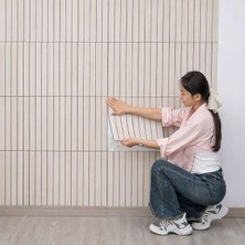 Yapışkanlı Ahşap Duvar Çıtası Desenli Duvar Paneli 30X60CM (1, Açık Kahve)