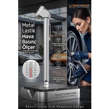 Metal Lastik Hava Basınç Ölçer - 120 Psı 8.5 Bar Çift Ölçekli Kalem Tipi Basınç Ölçüm Cihazı - Otomobil Motosiklet Bisiklet Uyumlu Manuel Hava Kontrol Aparatı 723336