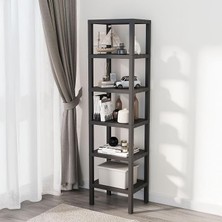 6 Katlı Köşe Rafı | Banyo, Mutfak ve Kiler Için Yer Tasarruflu Organizer | Çok Amaçlı Plastik Raf | 3 Farklı Renk Seçeneği (38X29X152 Cm) Dikey ve Yatay Kullanım (Siyah)