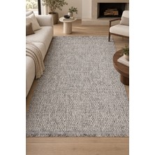 Ally Carpet Izdiz Jutal Gri Özel Ölçü Sisal Tarzı Mutfak Koridor Halısı Robot Süpürge Uyumlu Kolay Temizlenebili