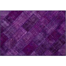 Apex Halı El Dokuması Patchwork Vintage Yün-Pamuk Mor Halı 26389 160 x 230 cm