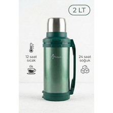 Penguen 2 Litre Avcı Termos Vakumlu Çelik Termos Kamp Piknik Çay Kahve Termosu SUS304 Bpa Free