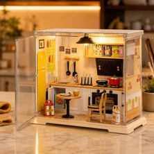 Oyuncak Işıklı Kendin Yap Minyatür Mutfak Seti 102 Parça, LED Işıklı Dıy Mini Mutfak Maketi, El Becerisi ve Yaratıcılık Geliştirici Oyuncak, 8+ Yaş EP603