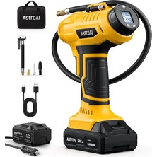 2'si 1 Arada Metal Silindir Hava Kompresörü, 20V Pil ve 12V Araç Güç Kaynağı, Motosiklet, Araba ve Bisiklet Için 160 Psı Taşınabilir Akülü Elektrikli Kompresör