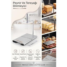 Peynir ve Tereyağı Dilimleyici | 5 Yedek Telli Tel Kesici Lüks Şarküteri Kaşar Dilimleme Standı Aparatı 304 Paslanmaz Çelik 723422