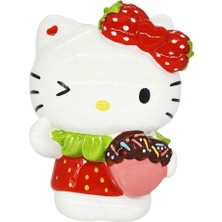 Sky Clayworks Hello Kitty Loves You With Strawberry Bow Sevimli Göz Kırpma Heykelcik