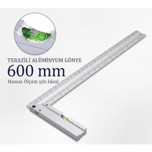 Profesyonel Alüminyum Gönye, 600MM, Waterpas Seviyeli
