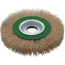 T 27704/200 Saçaklı Daire Fırça, Yeşil/gri/prinç, 200 mm