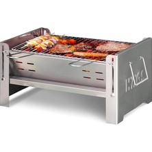 Katlanır Mangal, Paslanmaz Çelik, Barbekü Kömür Mangalı, Izgaralı, Portatif Taşınabilir Pratik Mangal