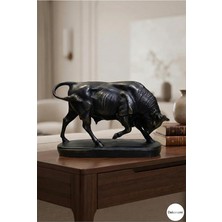 Boğa Heykeli ve Biblo (25X16CM) Ev Ofis Dekorasyon ve Hediyelik Obje Siyah 28 x 14