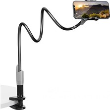 Saıjı Ivy-85 Akrobat Esnek Telefon Tutucu, Deveboynu Yataklı Telefon Tutacağı, Masa Için Esnek Uzun Kollu Telefon Montajı, Klips Braketi Kelepçe Standı 4.0-6.3'' Siyah