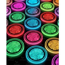 Merfi Store Pratikyus 2'li Set 7 Renkli LED Akıllı Bardak Altı Işıkları – USB Şarjlı, Sensörlü, Araba Içi Dekoratif Atmosfer Aydınlatma