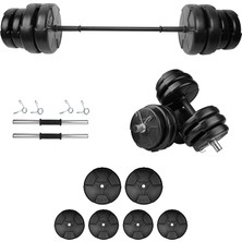 E-Life 25 kg Dambıl Seti & Halter Seti Ağırlık Fitness Seti