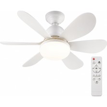 Merfi Store 5 Kanatlı LED Işıklı Tavan Vantilatörü – Sessiz Çalışan, Uzaktan Kumandalı, Modern Beyaz Tasarım