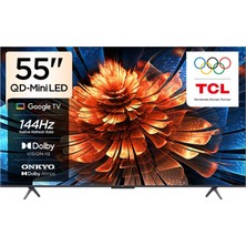 Merfi Store 55 Inç Akıllı Tv 55Q6C 4K Qd-Mini LED Renkli Quantum Crystal HDR10+ Oyun Google Tv, 144Hz Doğal Yenileme Hızı, Onkyo 2.1 Hi-Fi Ses Sistemi, Dolby Atmos, Yapay Zekâ Modu, Game Master