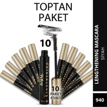 Kajal Lengthening Mascara 10 ml Siyah - 10 Adet Toptan Paket (Uzatıcı Etkili Maskara 940)
