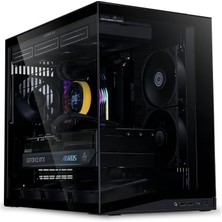 Li O11 Dynamic Mini V2 Flow Bilgisayar Kasası Siyah | Kompakt Atx Orta Boy Kasa, Iki Bölmeli Tasarım, Temperli Cam ve Modüler Yapı - 5 Fan Önceden Kurulmuş