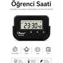 KK-613D Dijital Saat, Kronometre ve Alarm Fonksiyonlu, Siyah, Abs Plastik, Araç Içi ve Masaüstü Kullanım, Pomodoro Timer, LCD Ekranlı