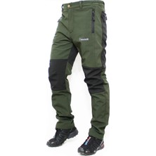 Mudwill Softshell Rüzgar Geçirmez Kışlık Erkek Pantolon Polar Kumaş Haki Outdoor Kullanım İçin