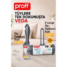 proff 2'li Tüy Toplayıcı Rulo Seti X-Large 60 Yaprak ve Standart 50 Yaprak Elbise Koltuk Pet Tüy Temizleyici