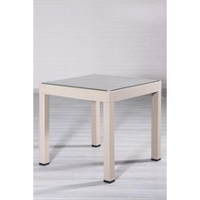80X80 Camlı Cappucino Masa - Bahçe&balkon&teras