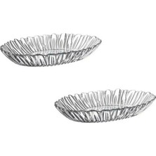 Paşabahçe Aurora 2'li Cam Kayık Tabağı 33 x 24 cm Desenli Servis Tabakları 1056