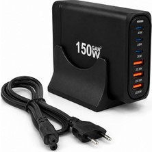 Home 150W Gan Hızlı Şarj Istasyonu, 6 Portlu Masaüstü Şarj Aleti, 3 Usb-C Type-C ve 3 Usb-A Girişli Çoklu Adaptör, Telefon Tablet Laptop Için Akıllı Güç Dağıtımlı Şarj Cihazı