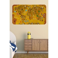 Uslucan Alışveriş Eğitici Dünya Haritası Dünya Atlası Çocuk ve Bebek Odası Duvar STICKER-60X105-3781