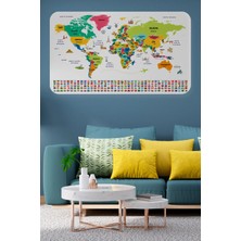 Uslucan Alışveriş Türkçe Ülke Bayrak Lı Eğitici Başkent Detaylı Atlası Dünya Haritası Duvar Sticker -60X105-3860