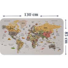 Uslucan Alışveriş Türkçe Eğitici Ülke ve Başkent Detaylı Atlası Dünya Haritası Duvar STICKER-85X130-3854