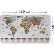 Uslucan Alışveriş Türkçe Ülke Bayrak Lı Eğitici Başkent Detaylı Atlası Dünya Haritası Duvar STICKER-85X130-3862