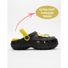 Siyah Sarı Ayıcıklı Unisex Çocuk Terlik&sandalet