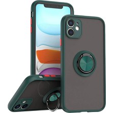 Metemix Newface Iphone 11 Kılıf Montreal Yüzüklü Silikon Kapak - Yeşil