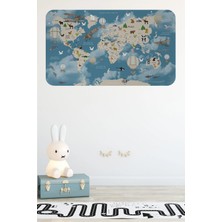 Uslucan Alışveriş Eğitici Dünya Haritası Dünya Atlası Çocuk ve Bebek Odası Duvar Sticker -60X105-3827