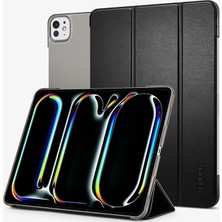 iPad Pro 11" (2025/2024) ile Uyumlu Kılıf Smart Fold Stand Özellikli Vegan Deri Siyah Kapak - ACS07025 (Spigen Tr Garantili)