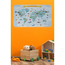 Uslucan Alışveriş Eğitici Dünya Haritası Dünya Atlası Çocuk ve Bebek Odası Duvar STICKER-60X105-3791